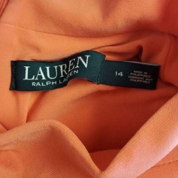 Lauren Ralph Lauren Peachy‎ Orange Sleeveless Sheath Sz. 14 Dress - Picture 8 of 10